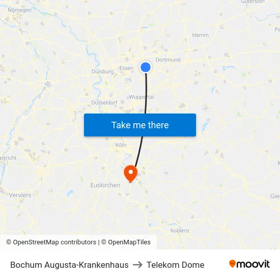 Bochum Augusta-Krankenhaus to Telekom Dome map