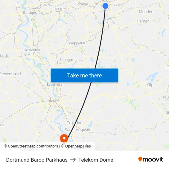 Dortmund Barop Parkhaus to Telekom Dome map
