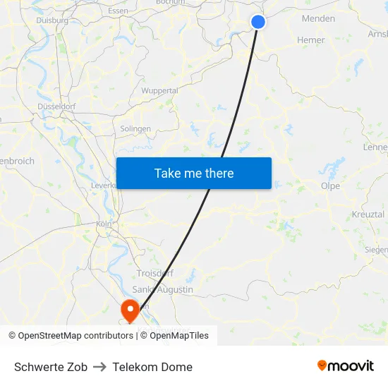 Schwerte Zob to Telekom Dome map