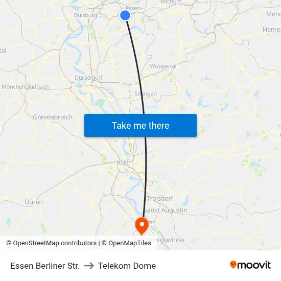 Essen Berliner Str. to Telekom Dome map
