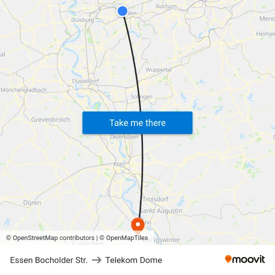 Essen Bocholder Str. to Telekom Dome map