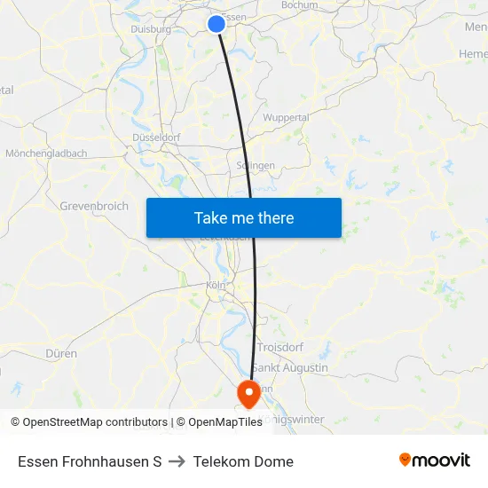 Essen Frohnhausen S to Telekom Dome map