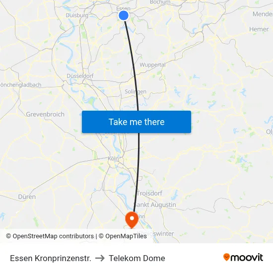 Essen Kronprinzenstr. to Telekom Dome map