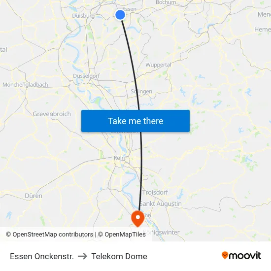 Essen Onckenstr. to Telekom Dome map