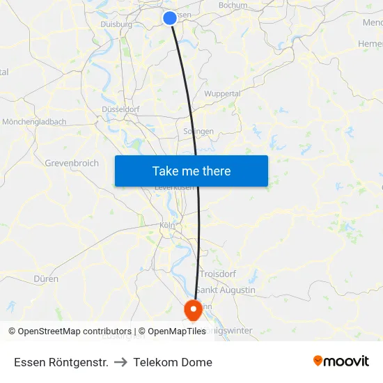 Essen Röntgenstr. to Telekom Dome map