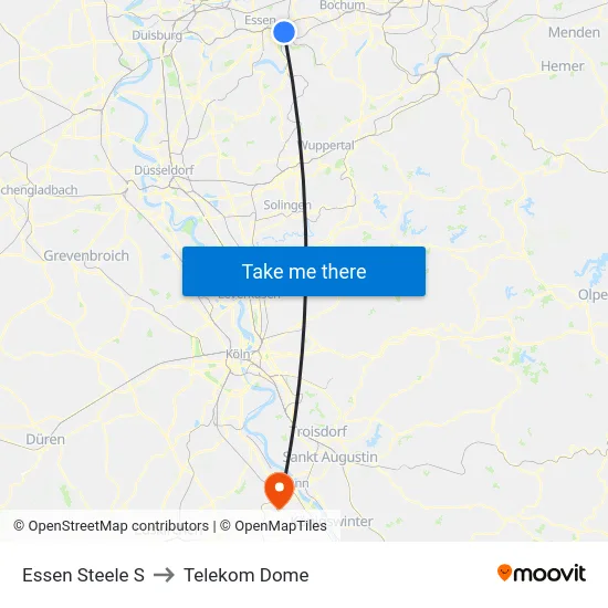 Essen Steele S to Telekom Dome map
