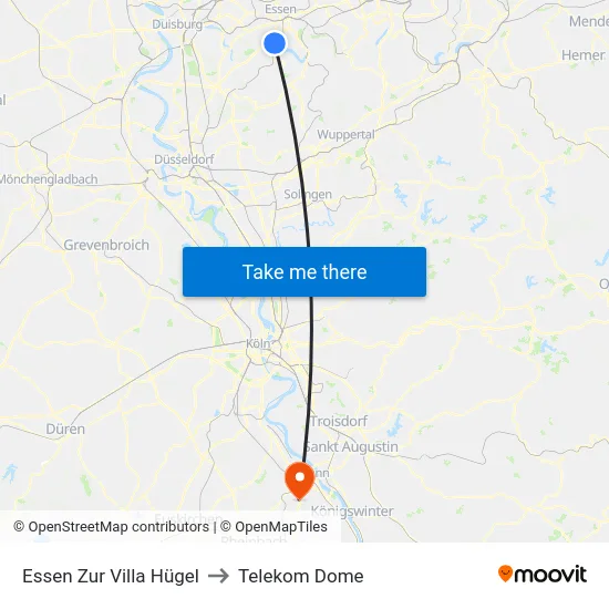 Essen Zur Villa Hügel to Telekom Dome map