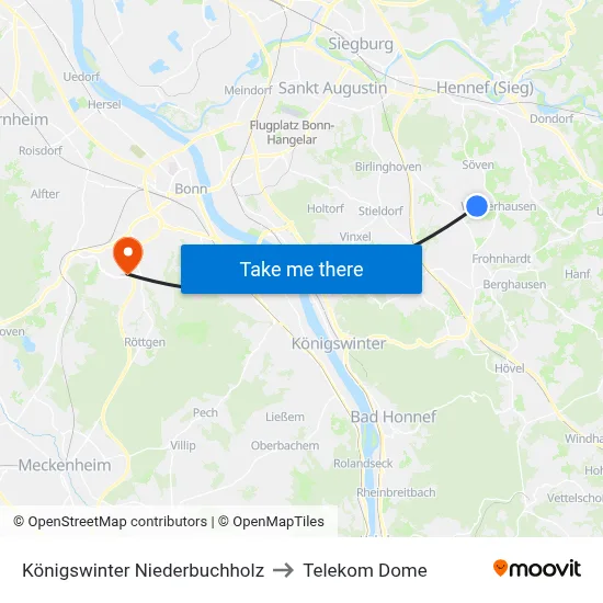 Königswinter Niederbuchholz to Telekom Dome map