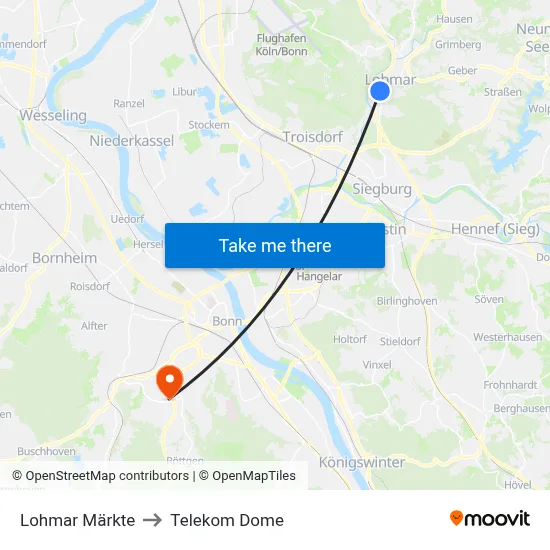 Lohmar Märkte to Telekom Dome map