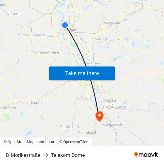 D-Mörikestraße to Telekom Dome map