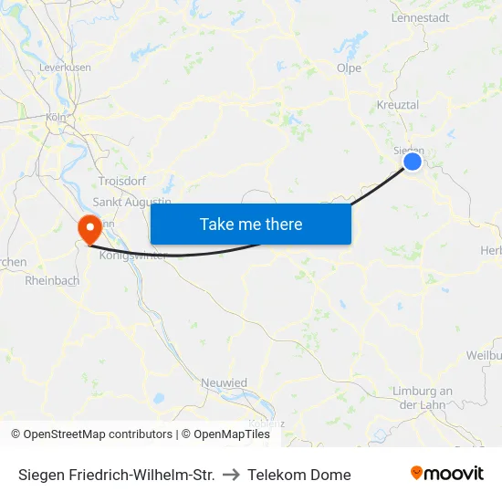 Siegen Friedrich-Wilhelm-Str. to Telekom Dome map
