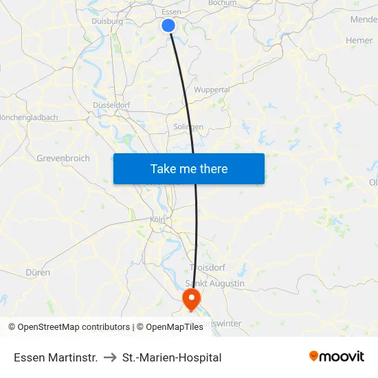 Essen Martinstr. to St.-Marien-Hospital map