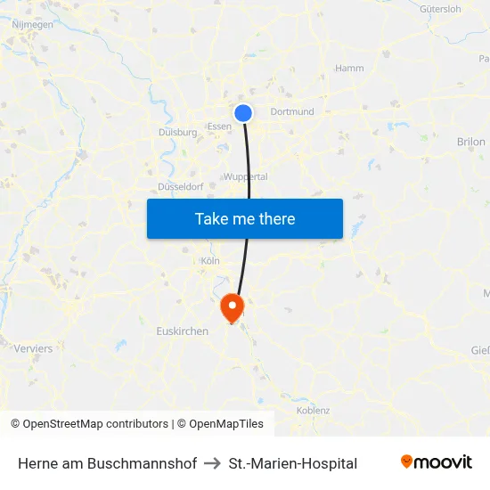 Herne am Buschmannshof to St.-Marien-Hospital map