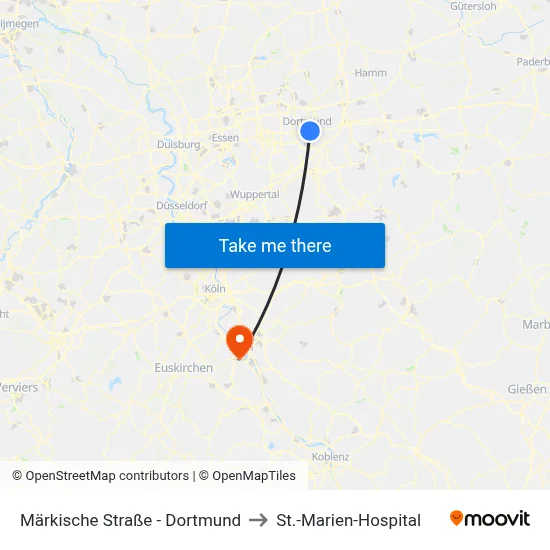 Märkische Straße - Dortmund to St.-Marien-Hospital map