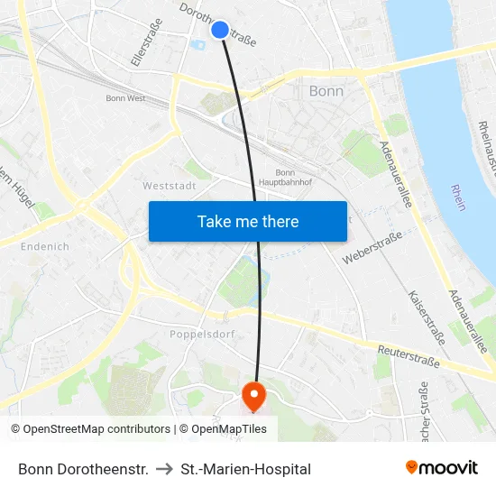 Bonn Dorotheenstr. to St.-Marien-Hospital map