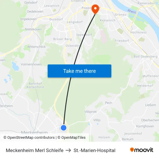 Meckenheim Merl Schleife to St.-Marien-Hospital map