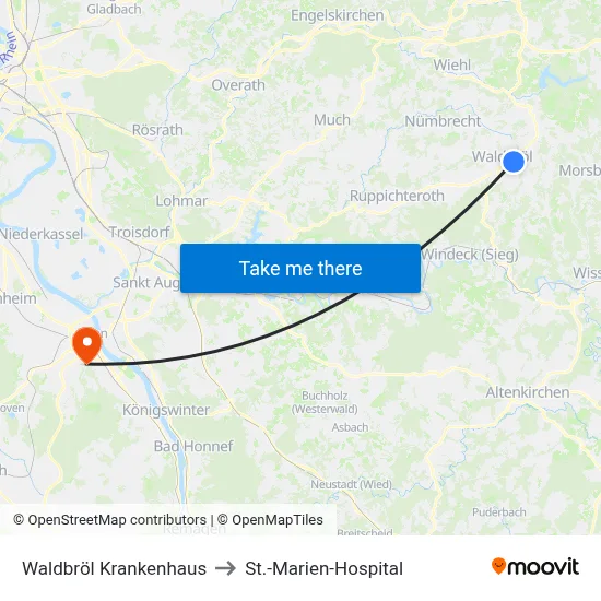 Waldbröl Krankenhaus to St.-Marien-Hospital map