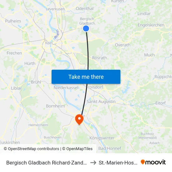 Bergisch Gladbach Richard-Zanders-Str. to St.-Marien-Hospital map