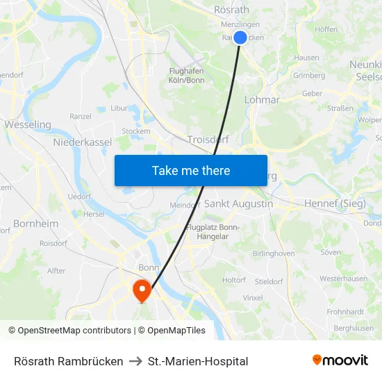 Rösrath Rambrücken to St.-Marien-Hospital map
