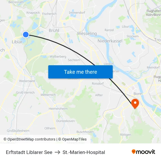 Erftstadt Liblarer See to St.-Marien-Hospital map