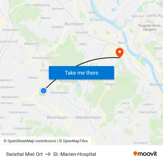 Swisttal Miel Ort to St.-Marien-Hospital map