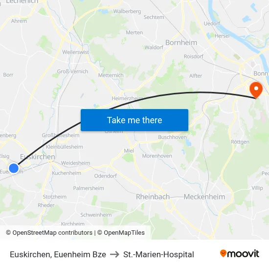 Euskirchen, Euenheim Bze to St.-Marien-Hospital map