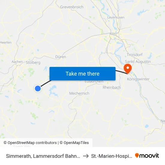 Simmerath, Lammersdorf Bahnhof to St.-Marien-Hospital map
