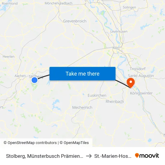 Stolberg, Münsterbusch Prämienstraße to St.-Marien-Hospital map