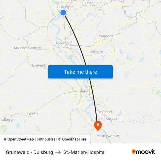 Grunewald - Duisburg to St.-Marien-Hospital map