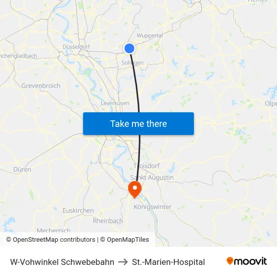 W-Vohwinkel Schwebebahn to St.-Marien-Hospital map