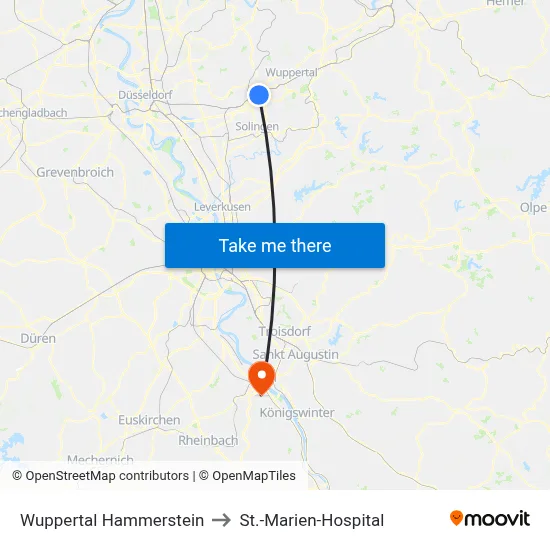Wuppertal Hammerstein to St.-Marien-Hospital map