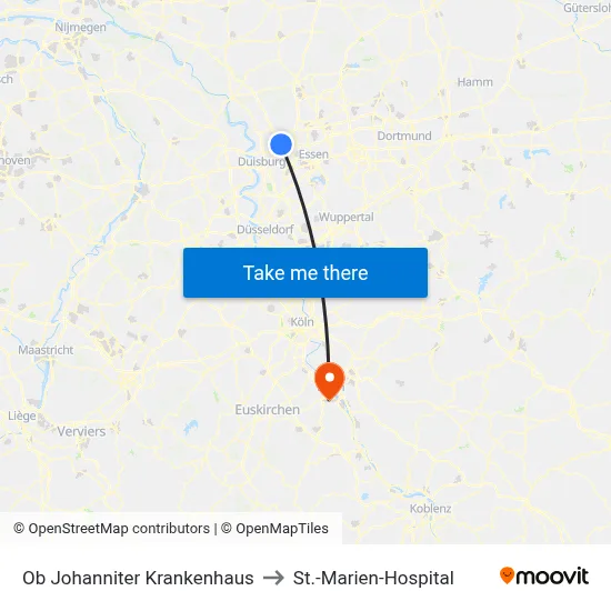 Ob Johanniter Krankenhaus to St.-Marien-Hospital map