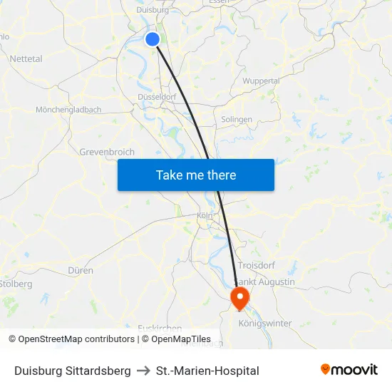 Duisburg Sittardsberg to St.-Marien-Hospital map