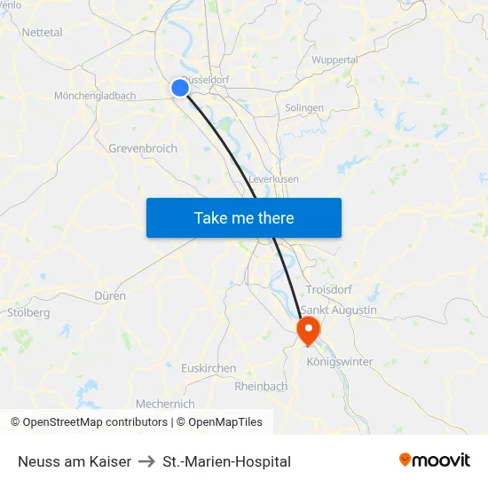 Neuss am Kaiser to St.-Marien-Hospital map