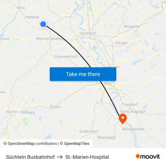 Süchteln Busbahnhof to St.-Marien-Hospital map
