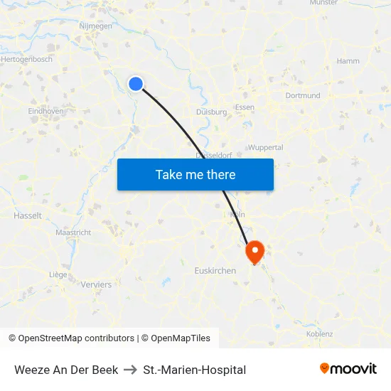 Weeze An Der Beek to St.-Marien-Hospital map