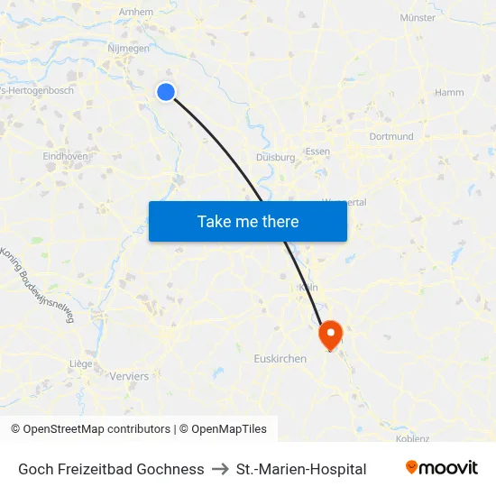 Goch Freizeitbad Gochness to St.-Marien-Hospital map