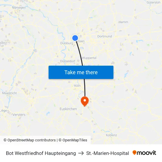 Bot Westfriedhof Haupteingang to St.-Marien-Hospital map