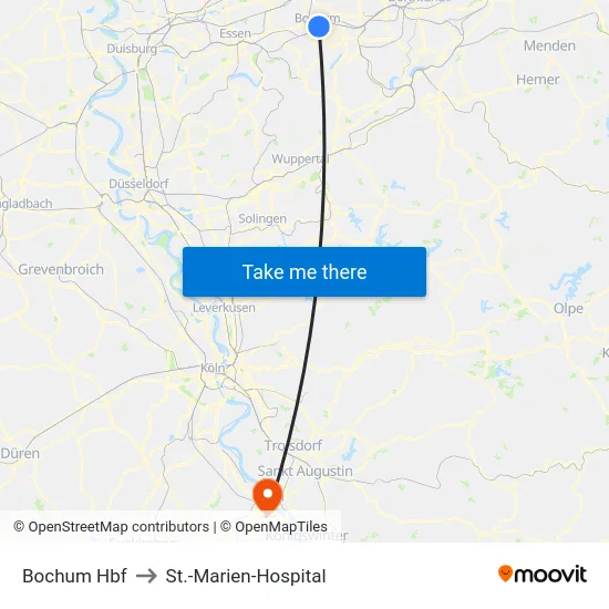 Bochum Hbf to St.-Marien-Hospital map