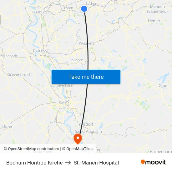 Bochum Höntrop Kirche to St.-Marien-Hospital map