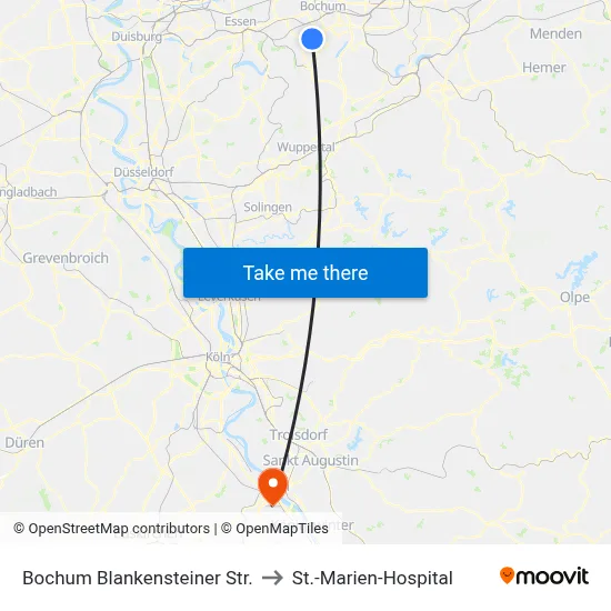 Bochum Blankensteiner Str. to St.-Marien-Hospital map
