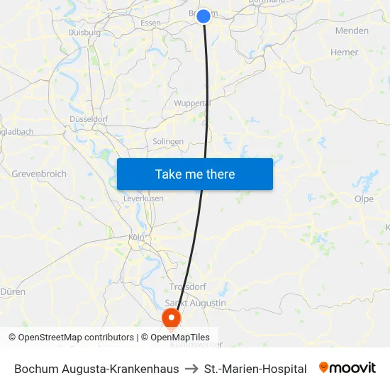 Bochum Augusta-Krankenhaus to St.-Marien-Hospital map