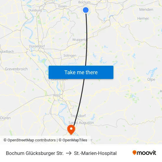 Bochum Glücksburger Str. to St.-Marien-Hospital map