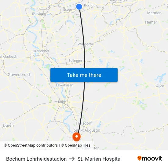 Bochum Lohrheidestadion to St.-Marien-Hospital map