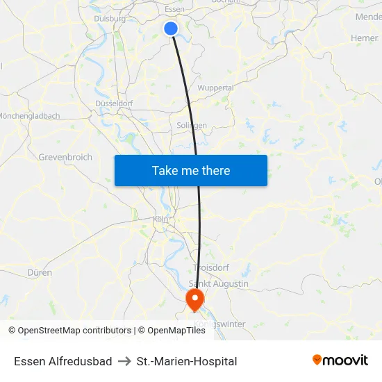 Essen Alfredusbad to St.-Marien-Hospital map