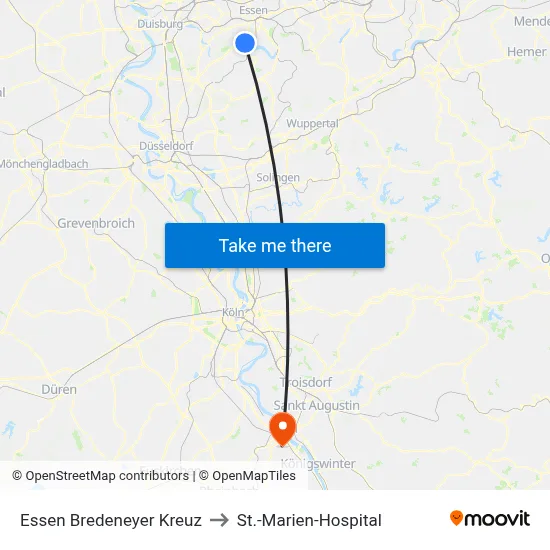 Essen Bredeneyer Kreuz to St.-Marien-Hospital map