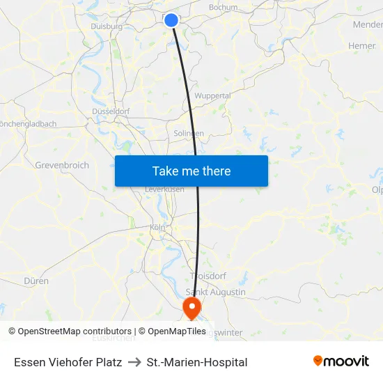 Essen Viehofer Platz to St.-Marien-Hospital map