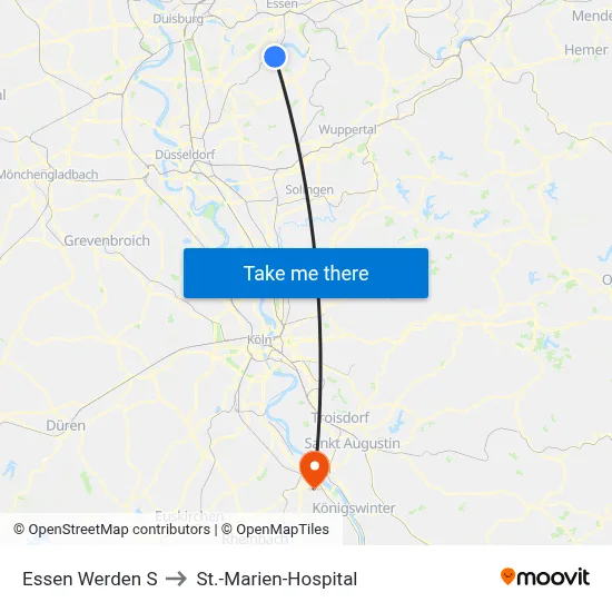 Essen Werden S to St.-Marien-Hospital map