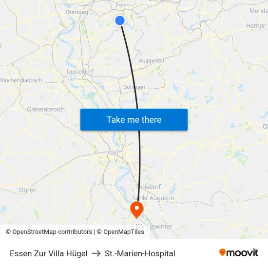 Essen Zur Villa Hügel to St.-Marien-Hospital map