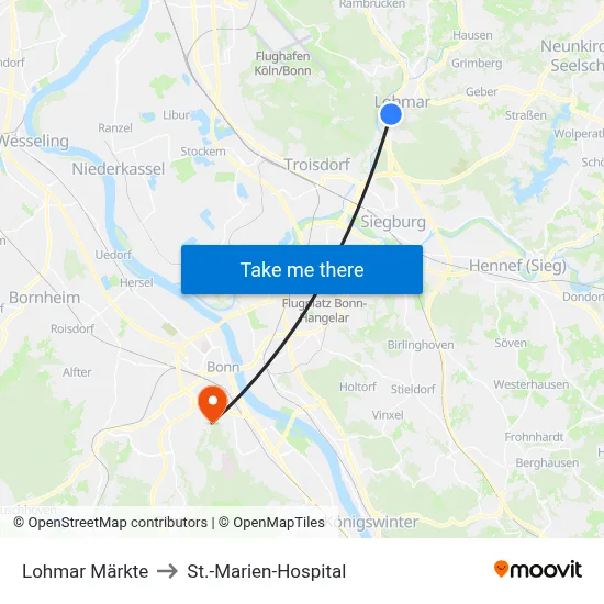 Lohmar Märkte to St.-Marien-Hospital map